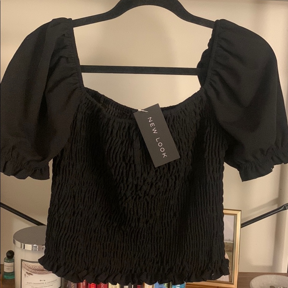 New Look Smocked Top with Puff Sleeves Size 10